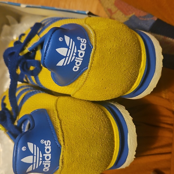 VINTAGE Adidas Originals SL 72 RS Utility Yellow Royal Blue Suede Sneakers - Picture 4 of 5